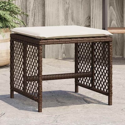 vidaXL - Tuinkrukken - 4 - st - met - kussens - 41x41x36 - cm - poly - rattan - bruin