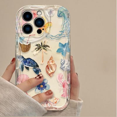 Kleurrijke Zeeorganisme 3D Golvende Case Voor iPhone 16 15 14 13 12 11 Pro Max X XR XS 8 7 Plus SE 2020 Schokbestendige Siliconen Cover For iPhone 15 ProMax