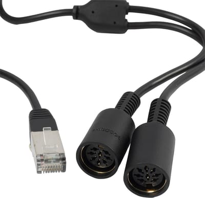 BOSSCOM RJ45 - 2x DIN 8-pins / Powerlink PL8 (v) kabel voor B&O | zwart | 0,30 meter