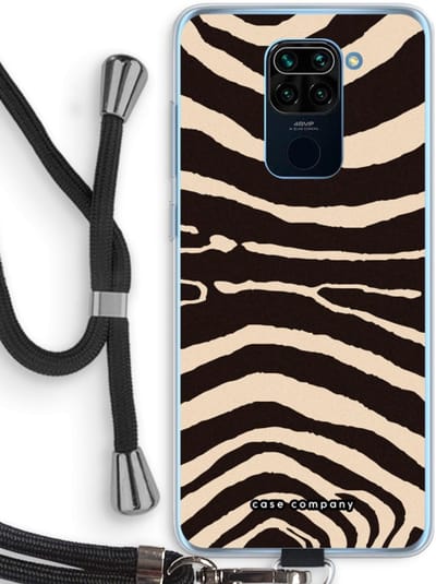 Case Company® - Hoesje met koord geschikt voor Xiaomi Redmi Note 9 hoesje met Koord - Arizona Zebra - Telefoonhoesje met Zwart Koord - Bescherming aan alle Kanten en Over de Schermrand