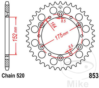 Jt Sprockets 520 Jtr853.46 Steel Achtertandwiel Zilver 46t