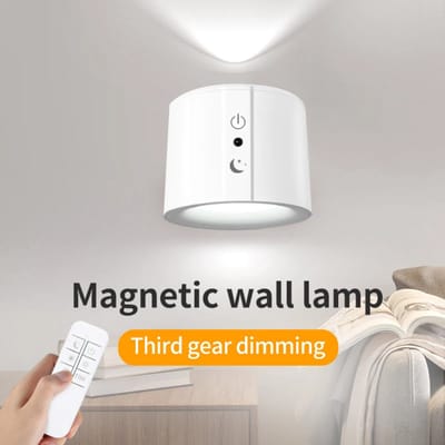 Oplaadbaar Wandlamp Voor Binnen – Wit - 2 Zijdige Verlichting - 2500mAh - Draadloos & Dimbaar - Magnetisch afneembaar – Met Luxe Afstandsbediening & Touch Control – 3 Kleuren