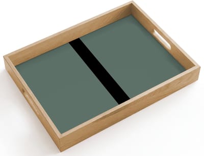 Dienblad hout 40x30 cm - Schootdienblad - Groen - Zwart - Streep - Minimalistisch - Borrelplank rechthoek - Plateau dienbladen
