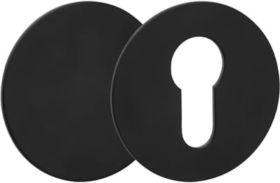SOTECH Set van twee kleefrozetten, rond, Ø 55 mm (1 x profielcilinderrozet / 1 x blinde rozet), roestvrij staal zwart met 3M VHB kleefpad, boren niet nodig, voor sloten met profielcilinders in meubels en deuren.