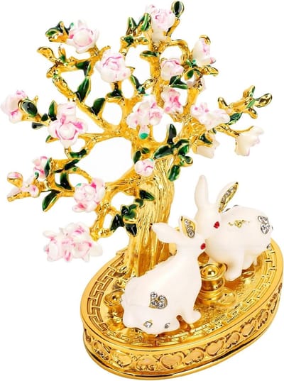 Decoratief Konijn Doosje - Emaille Snuisterij - Sieraden Opslag - Handgeschilderd Decor - 12.5 cm Diep - Meerkleurig