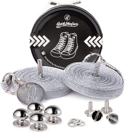 Quick shoelaces - Met één hand veters strikken - Casual Pure Silver - Schoenveter met fixatie rond - Zilver