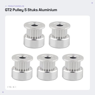 Dailygoods- Timing Riem Katrol 20 Tanden - Aluminium - 6 mm Breedte - 5 Stuks - 3D Printer Accessoire - Eenvoudig te Installeren