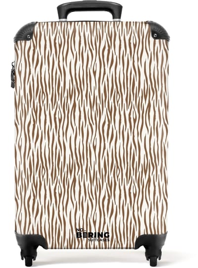 NoBoringSuitcases.com - Koffer - Bruine zebraprint op lichte achtergrond - Past binnen 55x40x20 cm en 55x35x25 cm - Trolley handbagage - Valiezen met wieltjes volwassenen - Reiskoffer op wielen - Rolkoffer lichtgewicht