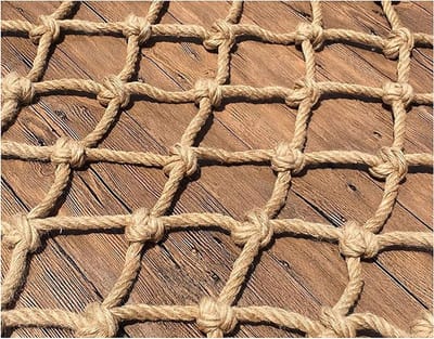 Balkon Beschermnet - Veiligheidsnet Touw - Kind Veiligheid - Handgeweven Stevig - 4x4 Meter - Hennep
