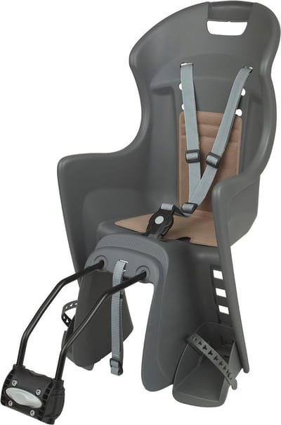 Achterkinderzitje voor Fiets met Frame Bevestiging - Geschikt voor Kinderen van 9 tot 22 Kg, Kleur Macaron Grijs/Bruin