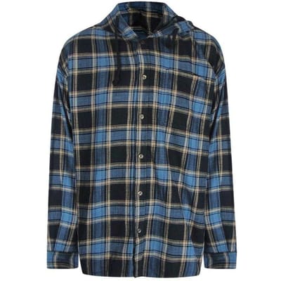 Diesel Heren Geruite Hoodie Shirt (Blauw/Zwart)