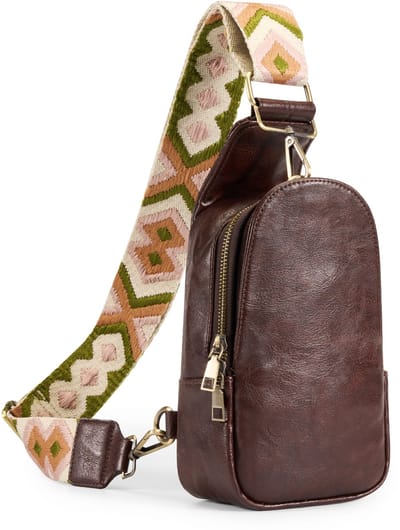 YONO Crossbody Tas Dames - Schoudertas - Sling Bag - Anti Diefstal Borsttas - Heren - Bruin Azteca