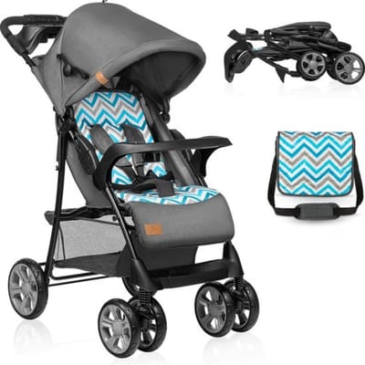 Lichtgewicht Buggy tot 15 kg, Kinderwagen van ca. 6 maanden tot ca. 3 jaar, Wandelwagen met 5-punts Veiligheidsgordels, Rugleuningverstelling tot Ligpositite, Snel Opvouwsysteem
