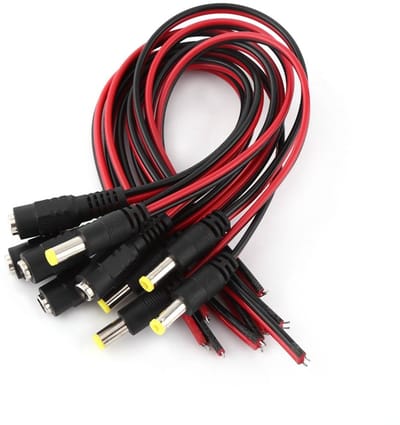 Dailygoody - DC Power Pigtail Kabel - 5.5 x 2.1mm Stekker - Geschikt voor CCTV Camera's - 10 Stuks - Hoogwaardige kabel - Betrouwbare verbinding