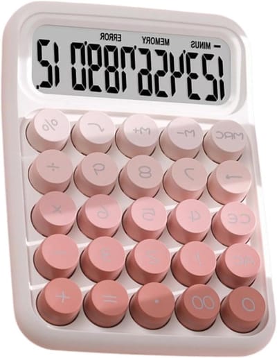 Bureaurekenmachine - Rekenmachine Bureau - Dagelijkse Berekeningen - Anti-slip Basis - 11 x 15.5 cm - Roze