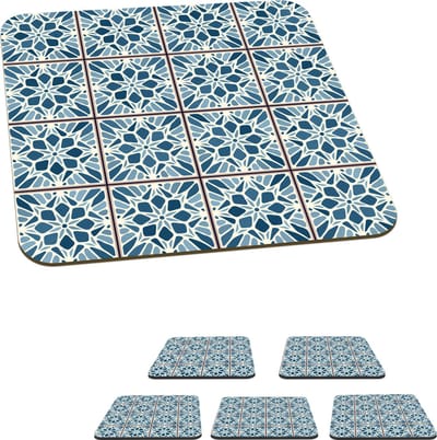 Onderzetters voor glazen - Tegel - Vintage - Patronen - 10x10 cm - Glasonderzetters - 6 stuks