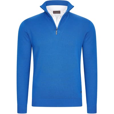 Cappuccino Italia - Heren Trui Pullover Zip Mock - Blauw - Maat S