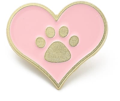 Pin animal heart, dierenliefde, hart, dierenpootje, broche, kledingspeld