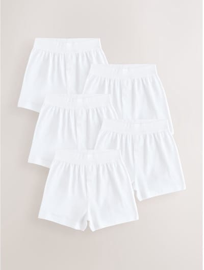 Next - Jongens - Set van 5 boxershorts van 100% katoen met ruimvallende pasvorm - Wit