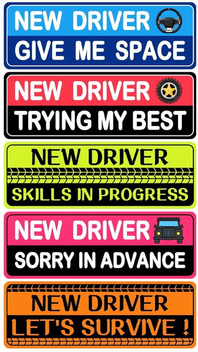 Dailygoods- Stickers voor Auto - 5 Stuks Magneet - Veiligheidsbord - Beginnende Bestuurders - Houd Afstand - Vervagingsbestendig - Autosticker