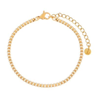Essentialistics - Armband basic blokjes - Volwassenen - Goudkleur - Stainless steel (verkleurt niet) - Verlengkettinkje