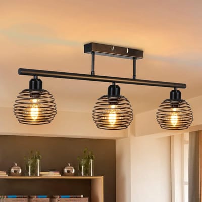 NETTLIFE Plafondlamp E27 - Zwart - 3-Lichts - met Metalen Lampkap - Vintage Plafondverlichting - voor Eetkamer | Slaapkamer | Woonkamer - Max.25W-excl. lichtbron