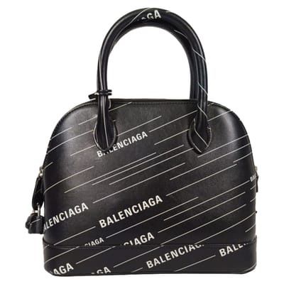 Balenciaga Kleine Logo Ville Geprinte Tas in Zwart Leer