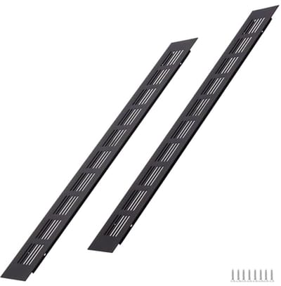 Aluminium Ventilatierooster 2 Stuks 400 x 50 mm Zwart - Ventilatie voor Kasten, Slaapkamers en Deuren