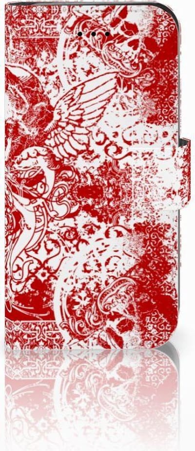 Telefoonhoesje met Naam iPhone 7 | 8 | SE (2020) | SE (2022) Angel Skull Rood