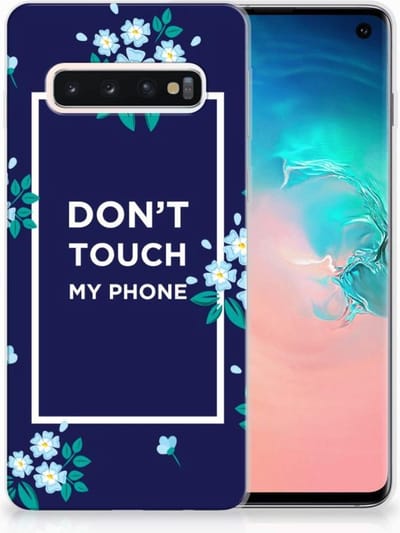 Samsung Galaxy S10 Silicone-hoesje Flowers Blue DTMP