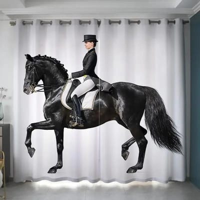 Paardengordijnen Galopperende Kastanjepaarden Merrie en Veulen Weide Scenisch Zomerdag Buitenshuis Woonkamer Slaapkamer Raamgordijnen Bleek W60H60(CM)x2PCS&HOOK