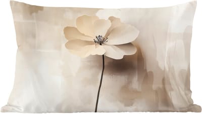 Sierkussens - Kussentjes Woonkamer - 60x40 cm - Bloem - Beige - Verf - Schaduw