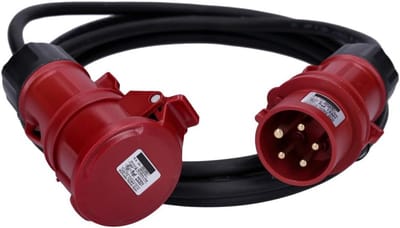 CEE-kabel 5-polig 400V H07RN-F 5x1,5 16/5 5m mannelijk naar mannelijk voor bouwplaats en kampeervakantie