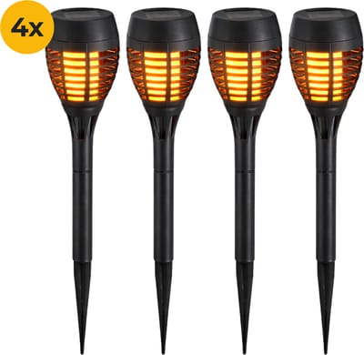 Lomera Solar Tuinfakkels - Tuinfakkels Zonne Energie - Tuinfakkel Solar - Solar Tuinverlichting - Tuinverlichting Zonne Energie - Solar Buitenverlichting - Buitenverlichting Zonne Energie - Zwarte Solar Tuinfakkels