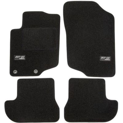 Logo Tapis De Sol Noir Velours Sur Mesure Pour Peugeot 207 CC 2007-2014 4pcs, Base Antidérapante, Tapis conducteur renforcé