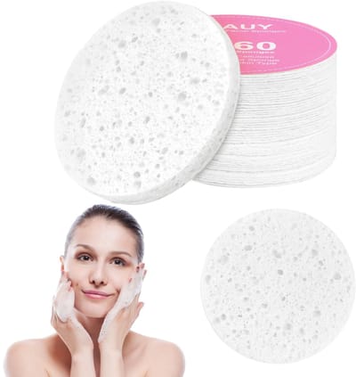 Dailygoody - Gecomprimeerde Gezichtssponzen - Cellulose Spons - 60 Stuks - Natuurlijke Houtpulp - Exfoliërend - Voor Dagelijkse Reiniging - Wit