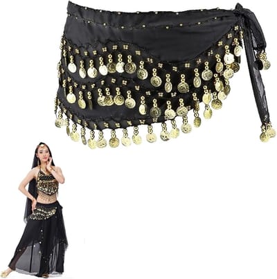 Sjaal met Gouden Muntjes,Buikdansriem Voor Dames,Buikdans Heupsjaal,Buikdans Riem,Dansdoek met Munten voor Buikdans,voor Show,Feest, Viering, Studie
