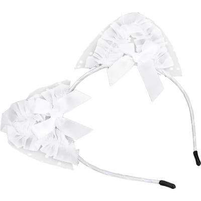 Witte Kattenoren Haarband Schattige Gaas Strik Verfijnde Meisjes Haarband Cosplay Accessoires voor Halloween white