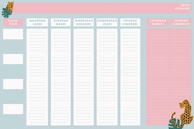Weekplanner Leopard - Bureau onderlegger - agenda - A3 Formaat - Organiser