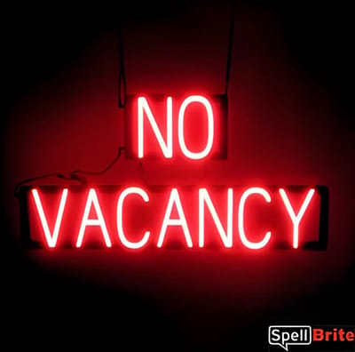 NO VACANCY - Lichtreclame Neon LED bord verlicht | SpellBrite | 76 x 38 cm | 6 Dimstanden - 8 Lichtanimaties | Reclamebord neon verlichting