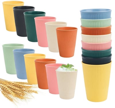 Dailygoods - AKONE 12 stuks drinkbekers van kunststof, kleuren set bekers van PP, onbreekbaar koffiebeker, herbruikbare plastic beker, draagbaar campingbeker, waterbeker voor warme en koude dranken