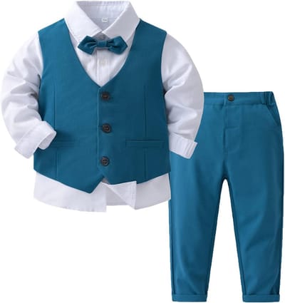 Baby Jongen Kostuum Set: Katoenen Shirt, Gilet en Pantalon voor Feestelijke Gelegenheden