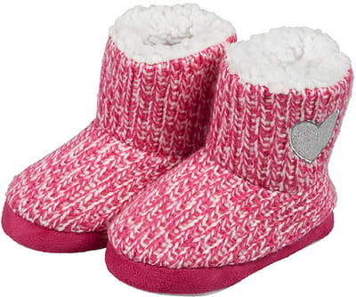 Apollo Peuter sloffen/pantoffels met hart - hoog model - roze - maat 23-24 - huissloffen