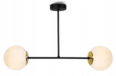 Moderne Hanglamp Zwart Goud met Witte Glazen Bollen - Stijlvol Design