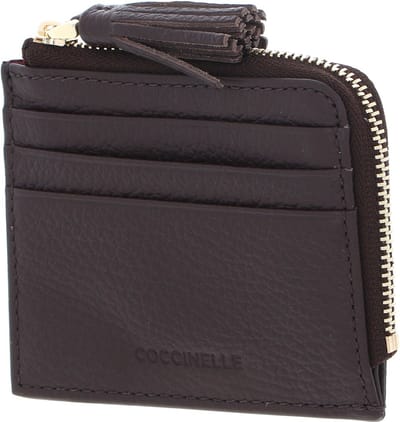 COCCINELLE Leren Kaarthoes Tassel Credit Card Holder Fondant Brown Donkerbruin