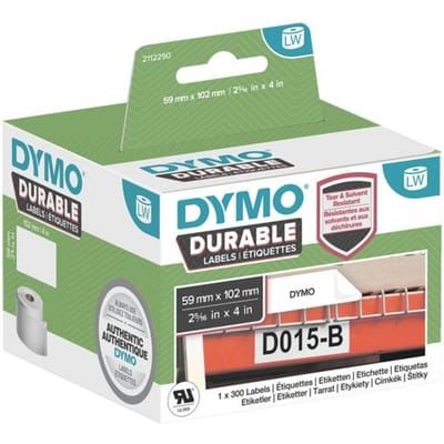 DYMO originele Duurzame LabelWriter labels | 59 mm x 102 mm | Witte Poly | 300 zelfklevende etiketten | Stevige labels voor de LabelWriter labelprinters