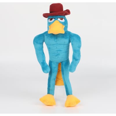 Dead As Disco Perry de Vechter Platypus Spier Pluche Speelgoed Gespierd Blauw Rood Hoed Zachte Knuffelpop Voor Verzameling Woondecoratie Anime Fans blue