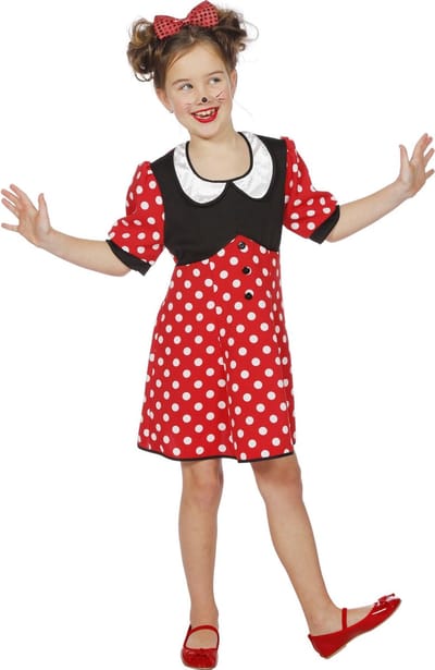 Minnie De Mooie Mouse Jurk - Kinderen - Meisjes - Rood/Wit- Maat 164