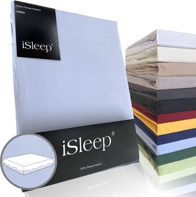 iSleep Perkal Laken - 100% Perkal Katoen - Eenpersoons - 160x270 cm - Licht Blauw