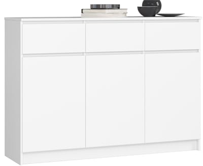 Ladekast K140 met 3 Lades en 3 Deuren / AKORD Furniture Factory / Wit / 138 x 99 x 40 cm